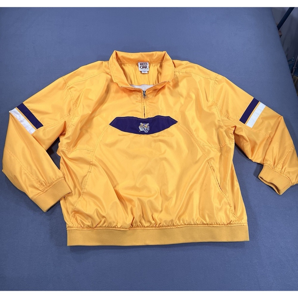Red Oak Vintage LSU Tigers 1/4 zip Jacket Windbreaker  XL Team Sportswear